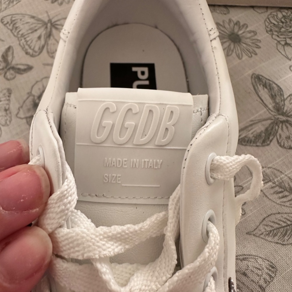 Golden goose Womens  Purestar in white leather w silver Swarovski crystal star - Picture 9 of 16